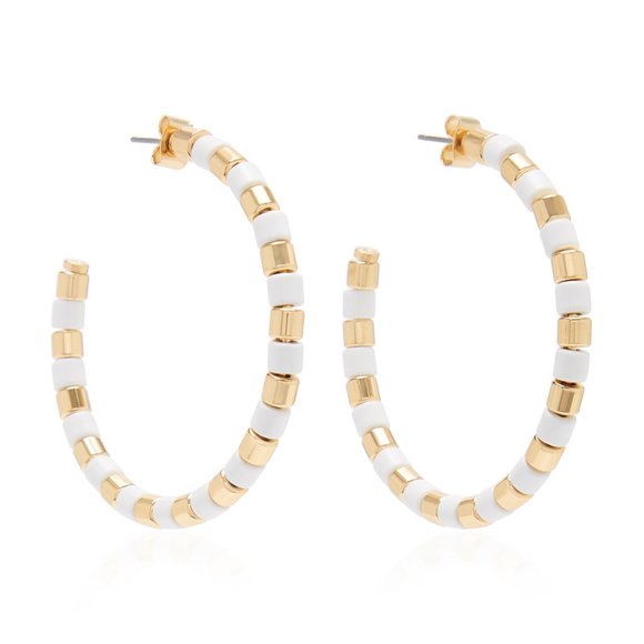 Roxanne Assoulin Jewelry - Roxanne Assoulin Full Moon Gold-Tone and Enamel Hoop Earrings NWOT